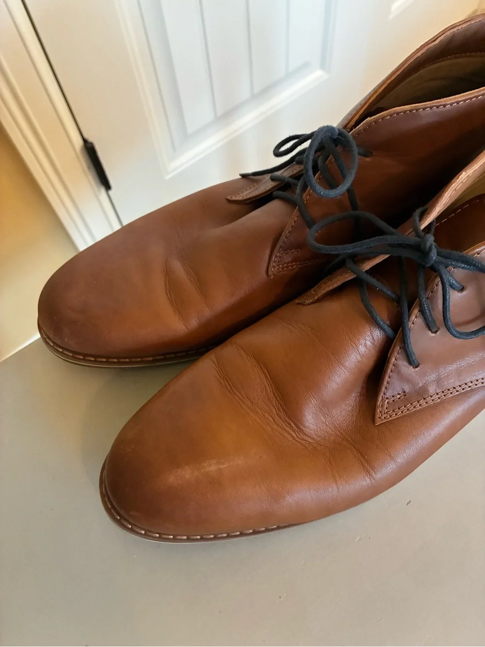 Franco Fortini Brown Leather Chukka Boots with Black Laces size 11.5